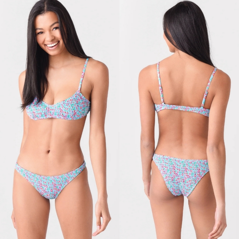 Solid & Striped the Rachel Smocked Floral Bikini Set